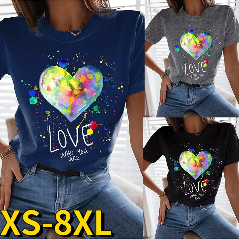 Футболка женская с круглым вырезом модный свободный удобный пуловер принтом