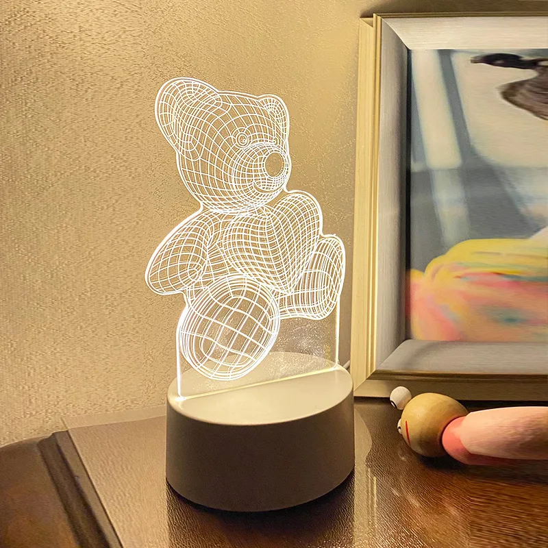 

Acrylic 3D Table Lamp Teddy Bear Acrylic 3D Night Light USB Bedroom Bedside For Kids Child Room Decor Light Gift Desk Decor
