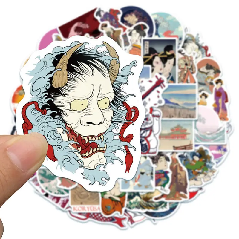 

50 Pieces of Japanese Wave Graffiti Stickers Suitcase Laptop Waterproof Without Glue Removable Stickers