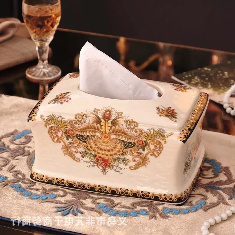 

fashion Creative American modern ceramic tissue Home Hotel Western restaurant paper box decoration