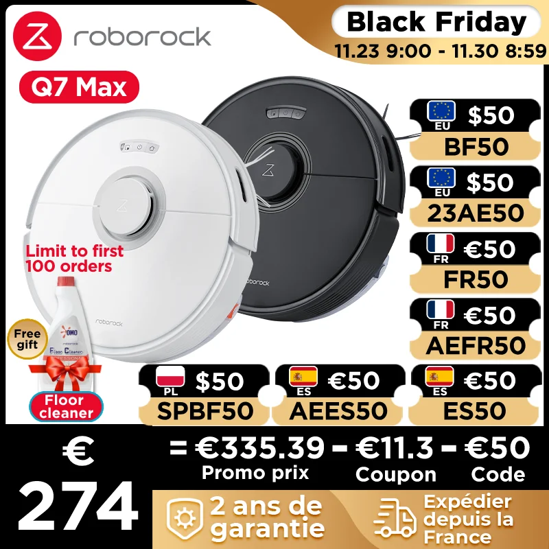 [-€50 código: ES50] Roborock-Robot aspirador Q7 Max / Q7 Max Plus, aspiradora con mapeo 3D, 4200 Pa, navegación LIDAR, vaciado automático, Control por aplicación, por favor contáctenos si no puede usar el código