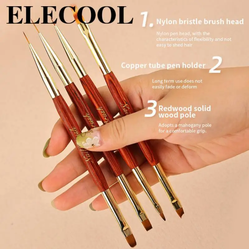 

Uv Gel Polish Brushes Drawing Brush Acrylic French Stripe 3d Tips 6mm-9mm-11mm-15mm Double Head Manicure Tools Manicuring Golden