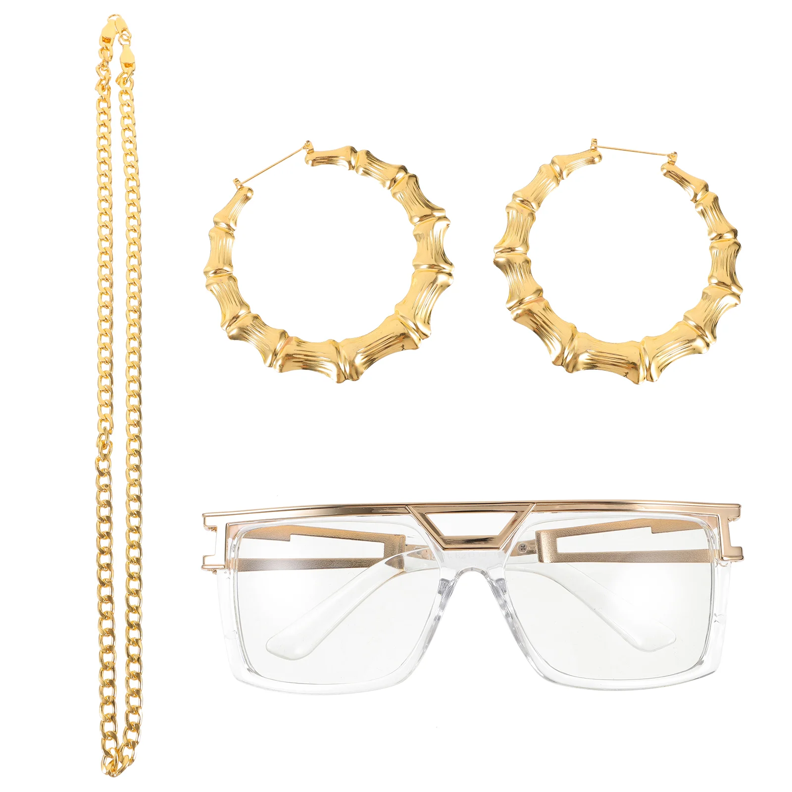 

80s Glasses Rapper Accessories 90s Theme Party Decorations Hip Hop Props Costume for Women Jewelry