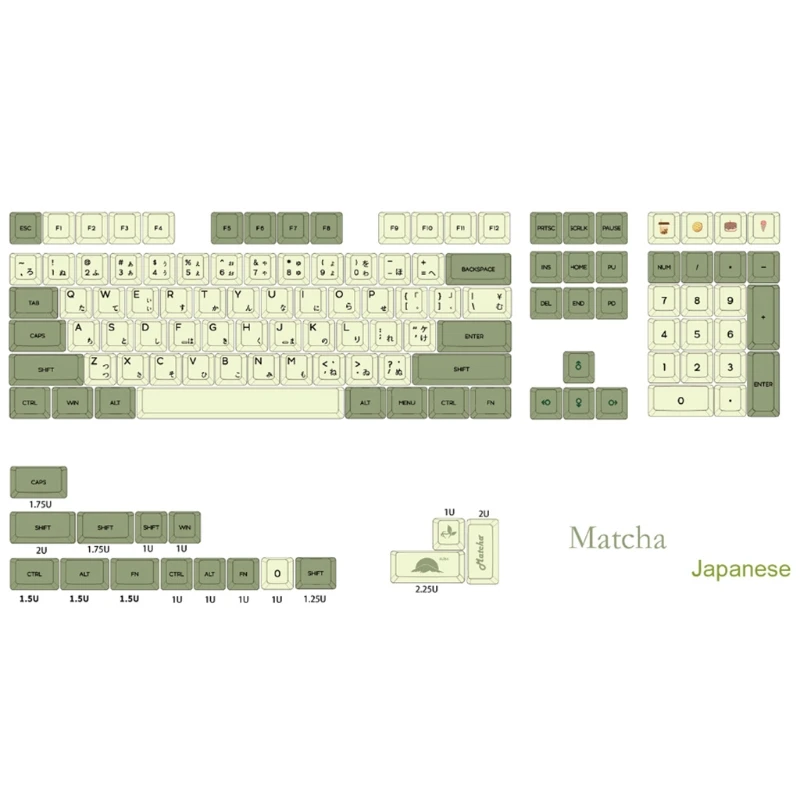 Mechanical Keycaps Matcha Theme XDA Profile 124 Keys PBT for cherry MX Switches images - 6