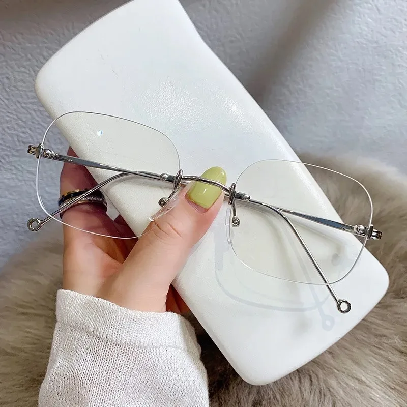 Маленькие прямоугольные солнцезащитные очки без оправы Y2k квадратные женские и