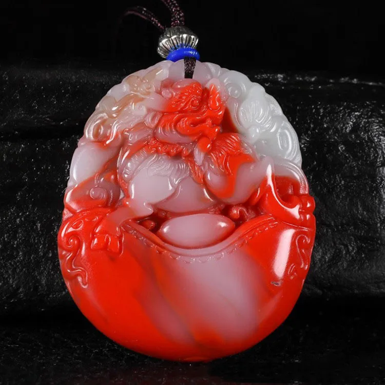 Кулон золотой нефрит, курица, кровь, нефрит, Kirin Xianbao, подвеска для мужчин и женщин, ювелирные украшения