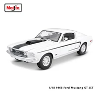 maisto 118 1968 ford mustang gt cobra jet white classic car alloy car model static die casting model collection gift toy gift