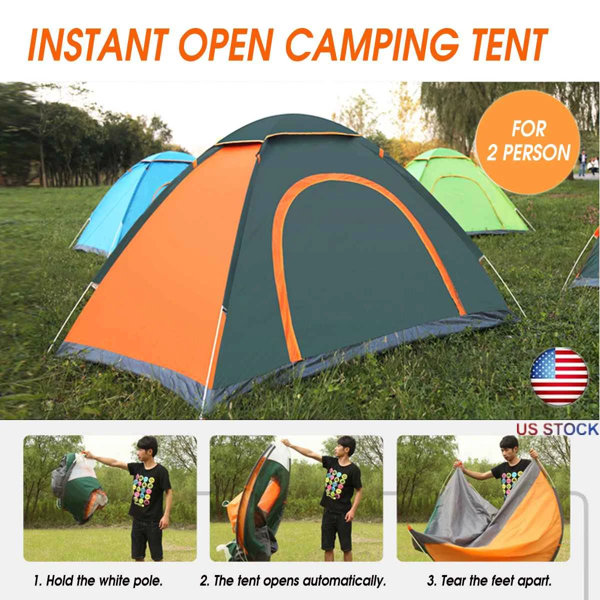 

Большая походная палатка на 2-3 человек, портативная уличная палатка, семейная дорожная палатка для пешего туризма, двухслойная Водонепроницаемая Солнечная палатка