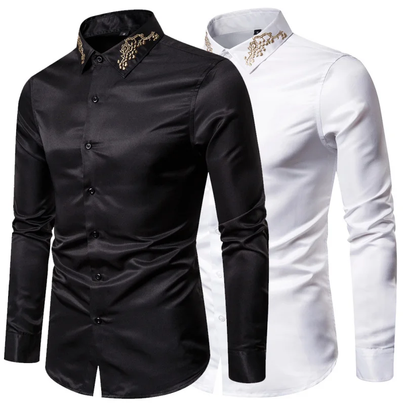 

Fashion 2022 Men's Long Sleeve Lapel Casual Trend Cardigan Shirts Evening Dress Shirt Designer Collared Luxury Shirt Men