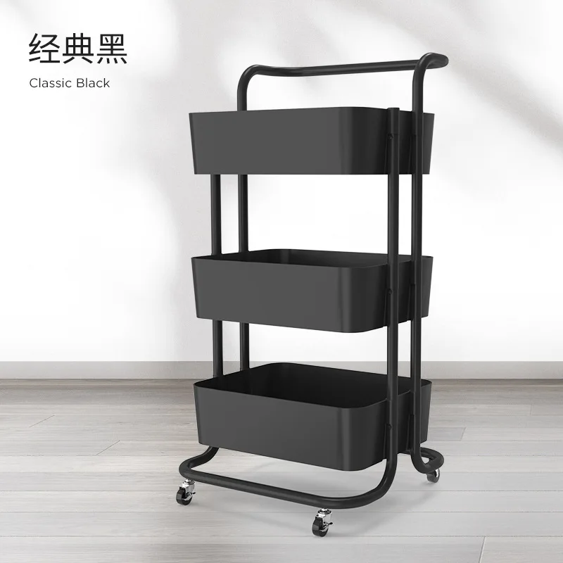 

2023 Year AOLIVIYA Kitchen Trolley Rack Movable Floor Baby Products Multi-functional Snack Fruit and Vegetable Storage Rack