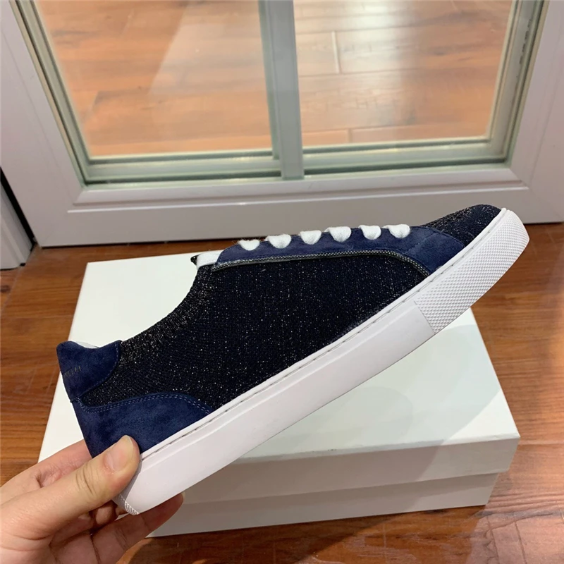 Spring and Autumn New Deerskin Knitted Mesh Breathable Casual Sneakers Lace up Walking Flat Shoes Women's Shoes luxury loafers