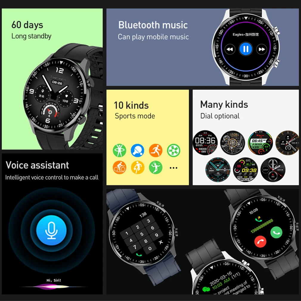 New ST6 Smart Watch Outdoor For Man Waterproof Watches Music Control Wristwatch Blood Pressure Fitness Bracelet PK Zeblaze GTS 2