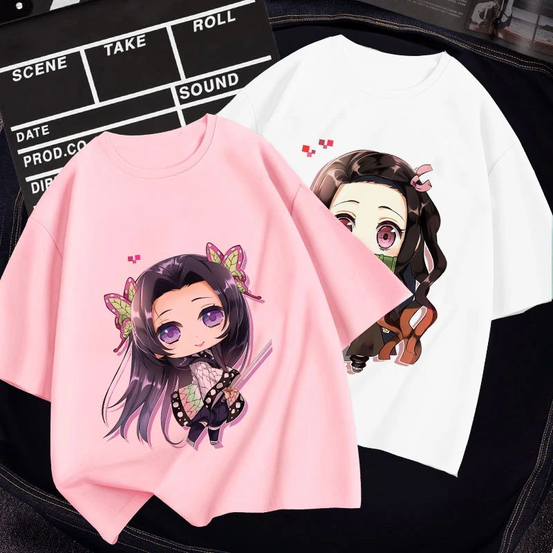 

Super Cool Demon Slayer Cartoon Figure Cute Print 2022 Summer Boys Girls T-shirt Fashion Korean Version White Short Sleeve Tees