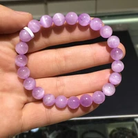 natural purple kunzite quartz round beads bracelet 8 7mm kunzite cat eye women men aaaaaa