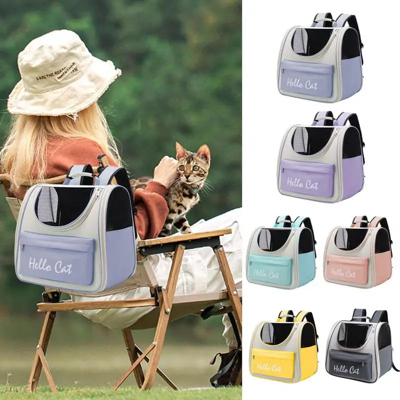

Cat Carrying Backpack Breathable Pet Cat Dog Backpack Anti-Bite Waterproof Puppy Kitten Carrier Bag For Outdoor Travel Hiking