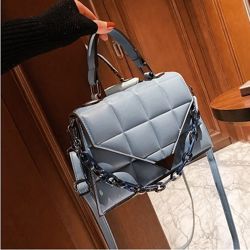 

New Women's Crossbody Bag Handbags Small Square Bag PU Leather Women's Handbags Solid Color Lingge Shoulder Messenger Bags 2022