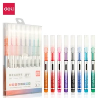 deli 8pcs 0 5mm multicolor quick drying straight liquid ballpoint pen school student supplies stationery high quality pen
