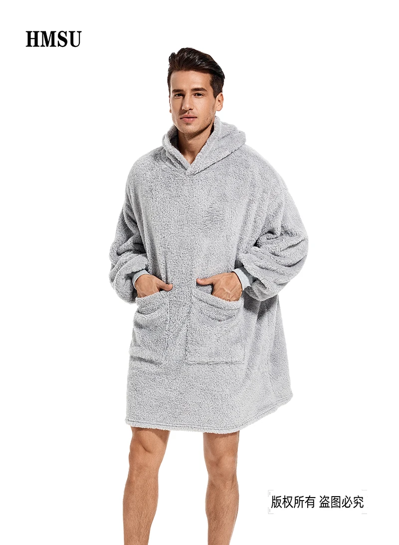 Одеяло HMSU с рукавами для женщин зимняя Толстовка Оверсайз флисовые теплые