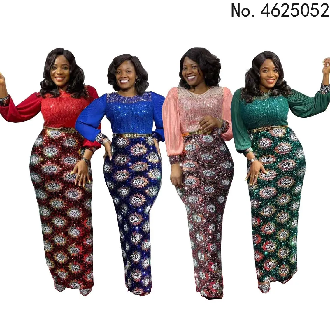 

Sequined African Dresses Women Spring Autumn African Women Long Sleeve O-neck Polyester Long Dress Maxi Dress Christmas Dress