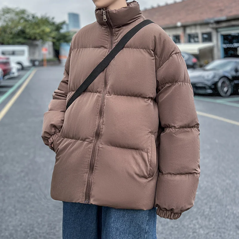 Winter Jacket Men Warm Fashion Brown Black Thickened Jacket Men Streetwear Korean Loose Thick Short Coat Mens Parker Clothes