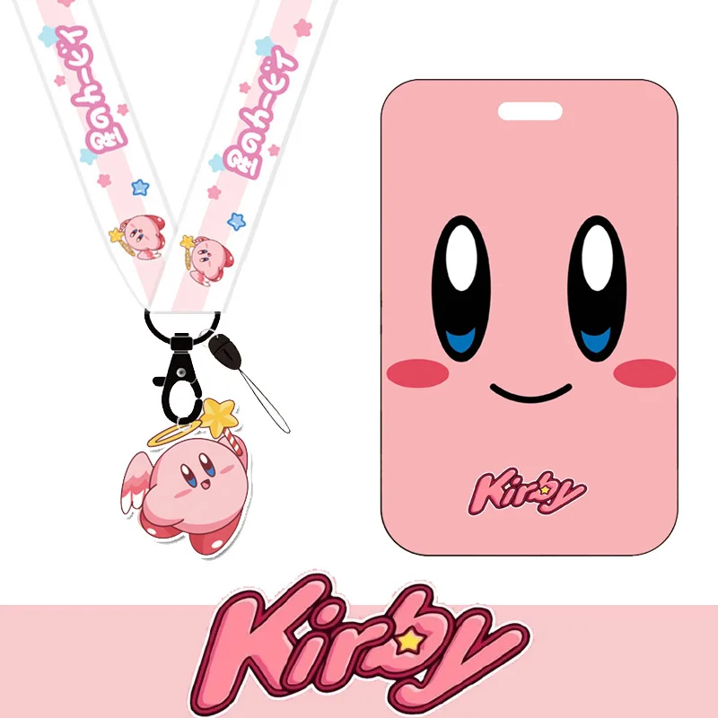 

Kirby Keychain Creative Cute Campus Student Work Bus Girl Ins Id Card Lanyard Rope Holder Lariat Neck Strap Hang Keyring