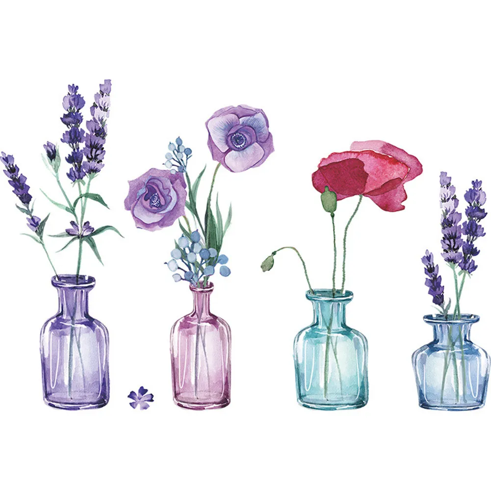 

Color Vase Lavender Decal Wall Stickers PVC Removable DIY Home Living Room Decor Mural Art Sale Hot New Practical