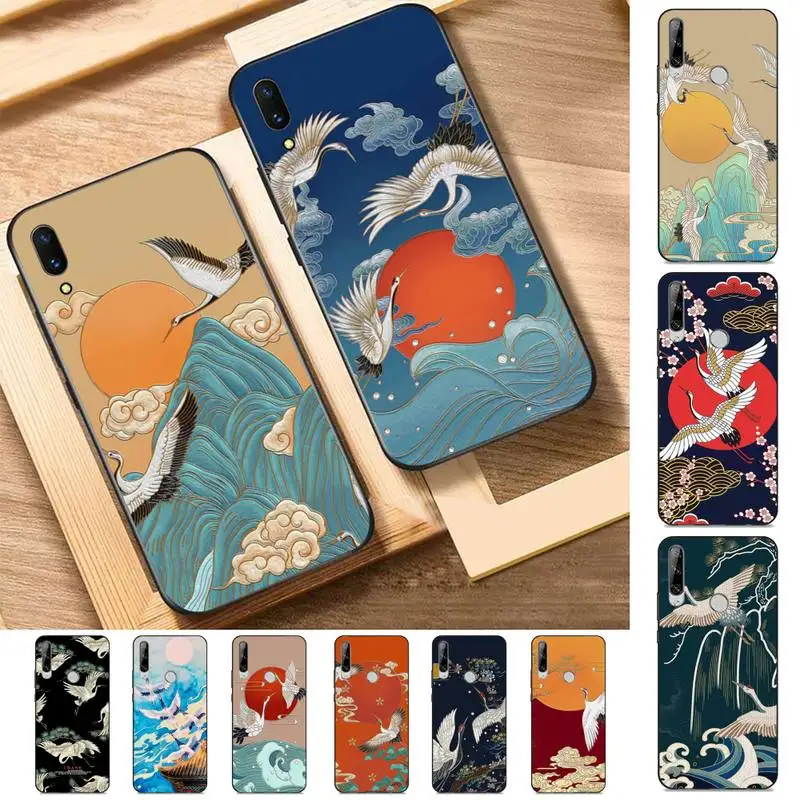 

Crane Koi Chinese style Phone Case for Huawei Y 6 9 7 5 8s prime 2019 2018 enjoy 7 plus