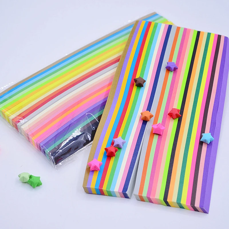 

Wishing Star Paper 23*1cm Solid Candy Color Star Paper Strips Lucky Origami Paper DIY Craft Folding Star Stacks 540PCS 1030PCS