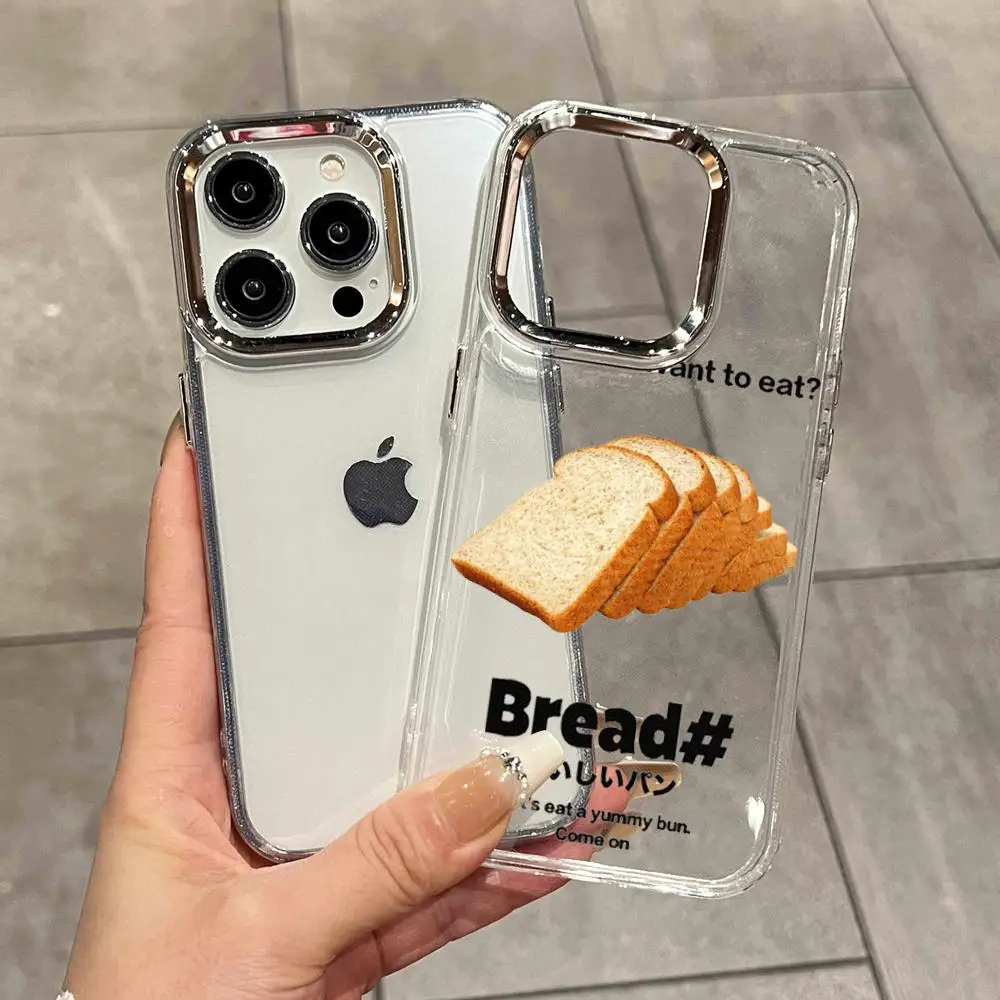 Фото Забавный чехол для телефона с дизайном тоста с маслом для iPhone 17 Air 16 15 14 Plus 13 12 11 Pro Max 16e, противоударный, прозрачный №1