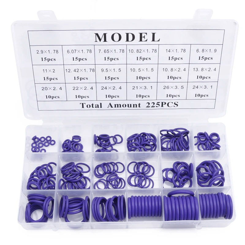 

New 225x Seal O-ring R22 R134a Air Conditioning O-Ring Rubber Washer Assortment Dropship