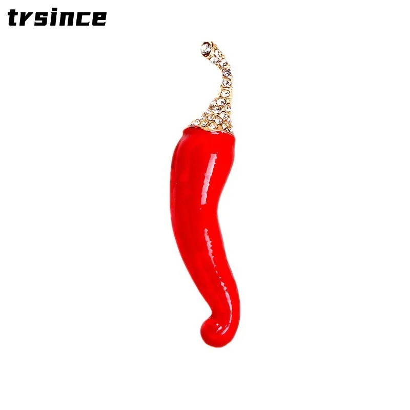 

Vivid Green Pepper Brooch Chili Vegetables Brooches for Women Girls Suit Dress Accessories Gold Color Pins Enamel Bijoux
