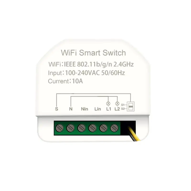 

Умный мини-выключатель Tuya, Wi-Fi, 2 клавиши, 100-240 В