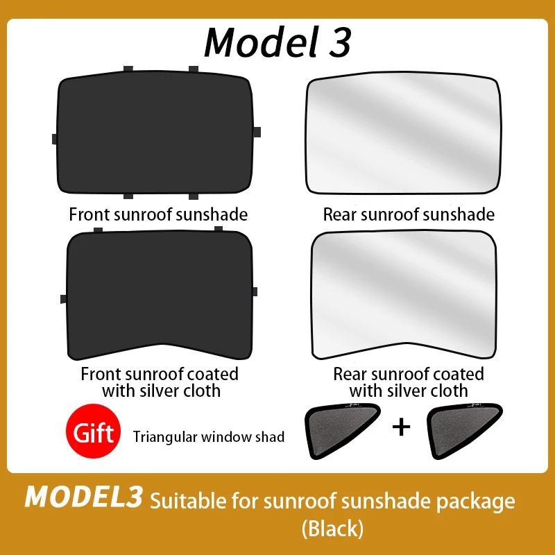 

Suitable for Tesla Model3 ModelY Front and Rear Sunroof Windshield Sunroof Sunshade Net Upgrade Sunshade Glass Sunroof Sunshade