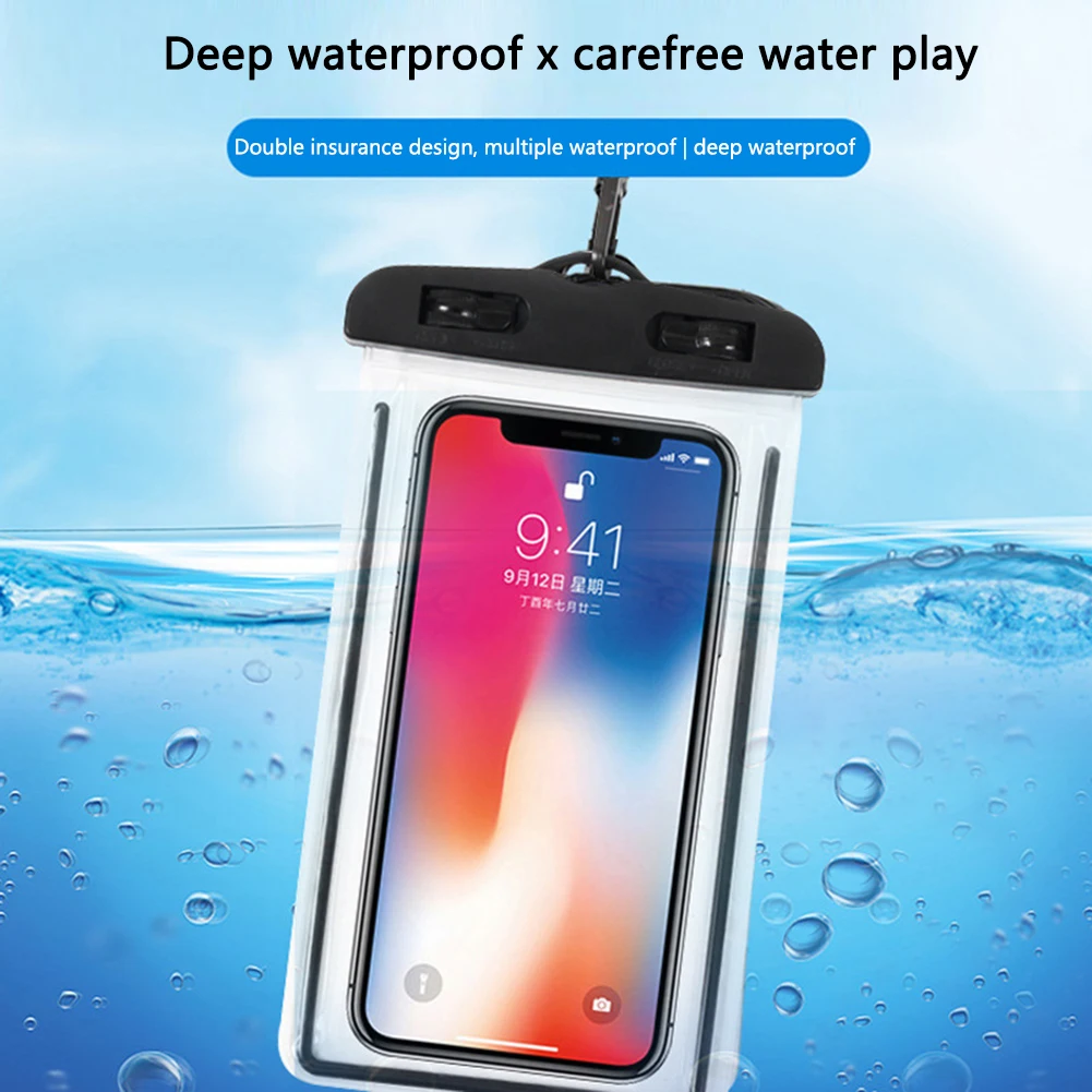 

Luminous PVC Waterproof Protective Phone Case Diving Drifting Swimming Touch Screen Mobile Phone Cover Pouch Bags with Lanyard