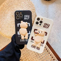 jome 3d teddy bear cartoons phone case for iphone 13 12 11 pro max se2020 7 8 plus xr x xs max cute trend creative couple cover