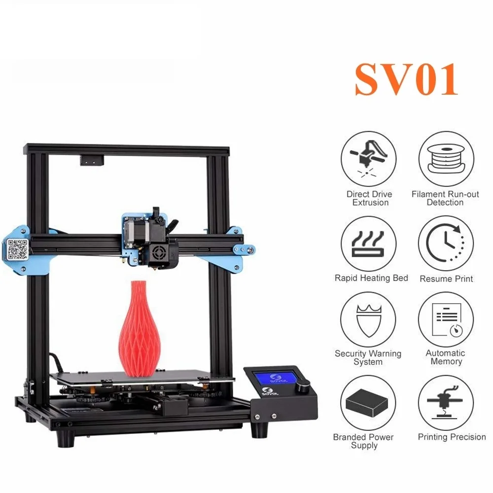 

SV01 Autoleveling 3D принтер 95% предварительно собранный с Запчасти для экструдера с прямым приводом Meanwell блок питания Impresora 3D Printing
