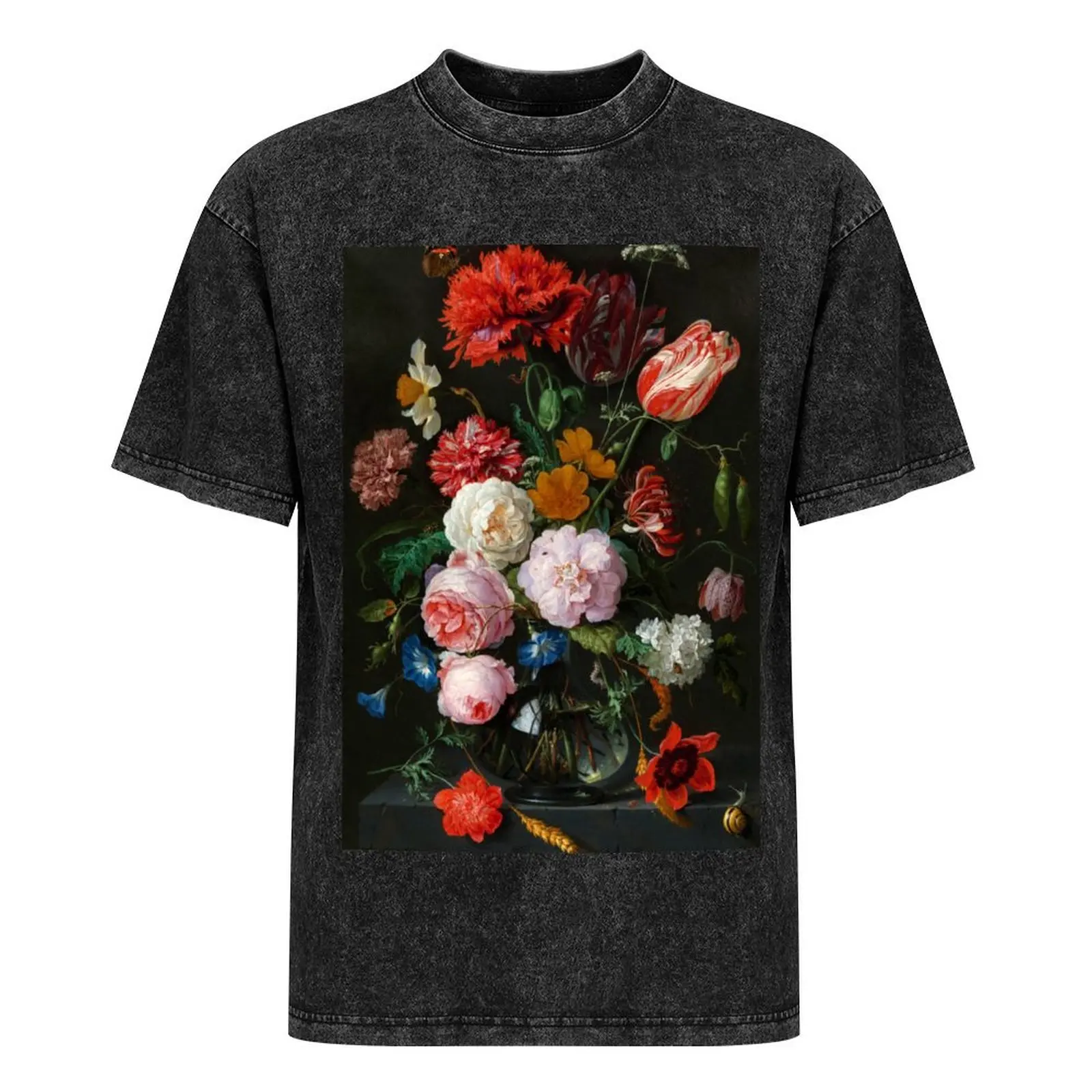 Джа Дэвидс. de Heem Still Life with Flowers in a Glass Vase Футболка с простой графикой дизайнерские