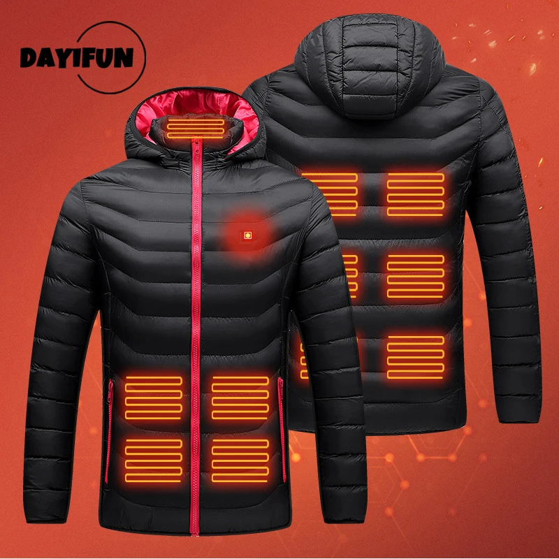 

Куртка DAYIFUN с подогревом для 11 мест, женская зимняя уличная спортивная одежда для кемпинга, теплое пальто на молнии, теплая парная куртка с USB-подогревом