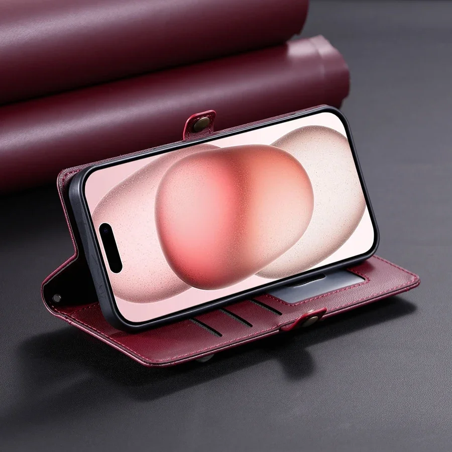 Двухслойный чехол-кошелек с отделениями для карт и фоторамкой iPhone 16 Pro Max