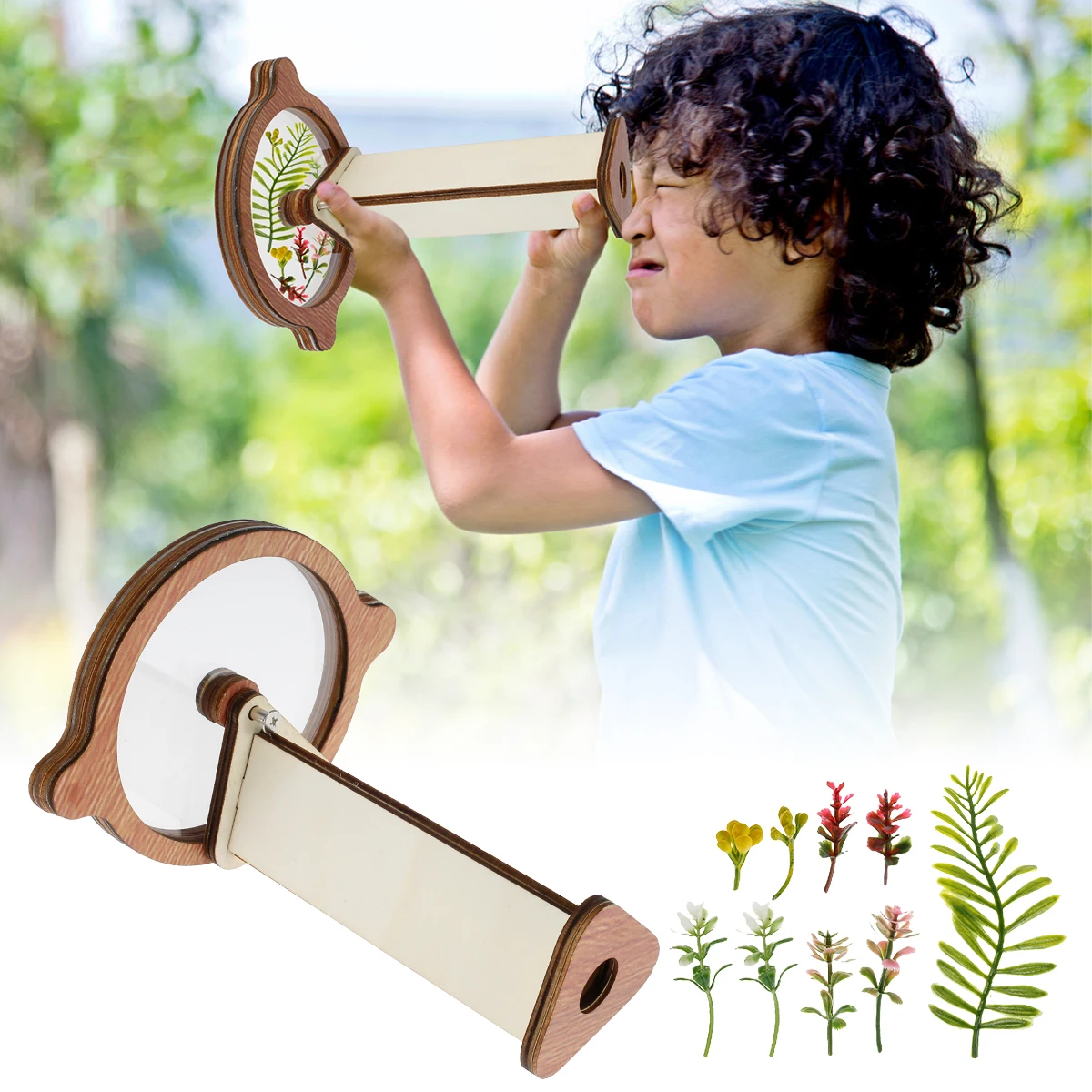 

Детский Деревянный волшебный вращающийся калейдоскоп с искусственными цветами