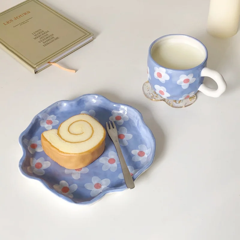

Creative Ceramic Coffee Cup With Handle Dish Household Office Afternoon Tea Coffee Cups And Saucer Lovely Water Mug
