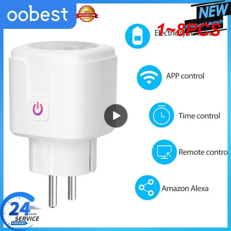 

1~8PCS Smart WiFi Plug Adaptor 16A Remote Voice Control Power Monitor Socket Outlet Timing Function work with Alexa Home