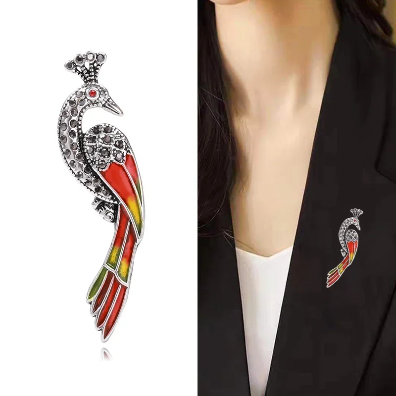 BLUCOMEBlucome яркие броши с красной короной и птицей любимый значок для девочек в стиле