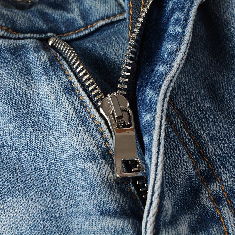 Street Fashion Men Jeans Retro Light Blue Elastic Stretch Skinny Ripped Jeans Men  Patched Designer Hip Hop Brand Pants Hombre