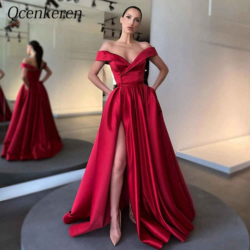 

V-Neck Evening Formal Satin Sheath Bespoke Occasion A-Line/Princess Party Dresses Floor-Length Gowns for Women Robes de Soirée