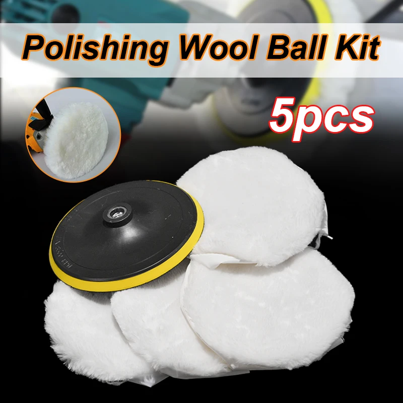 

5Pcs 7inch Polishing Pad Sponge Buffing Waxing Pad Wheel Wool Ball Bonnet Kit Car Polisher Discs Removes Scratches Abrasive Tool