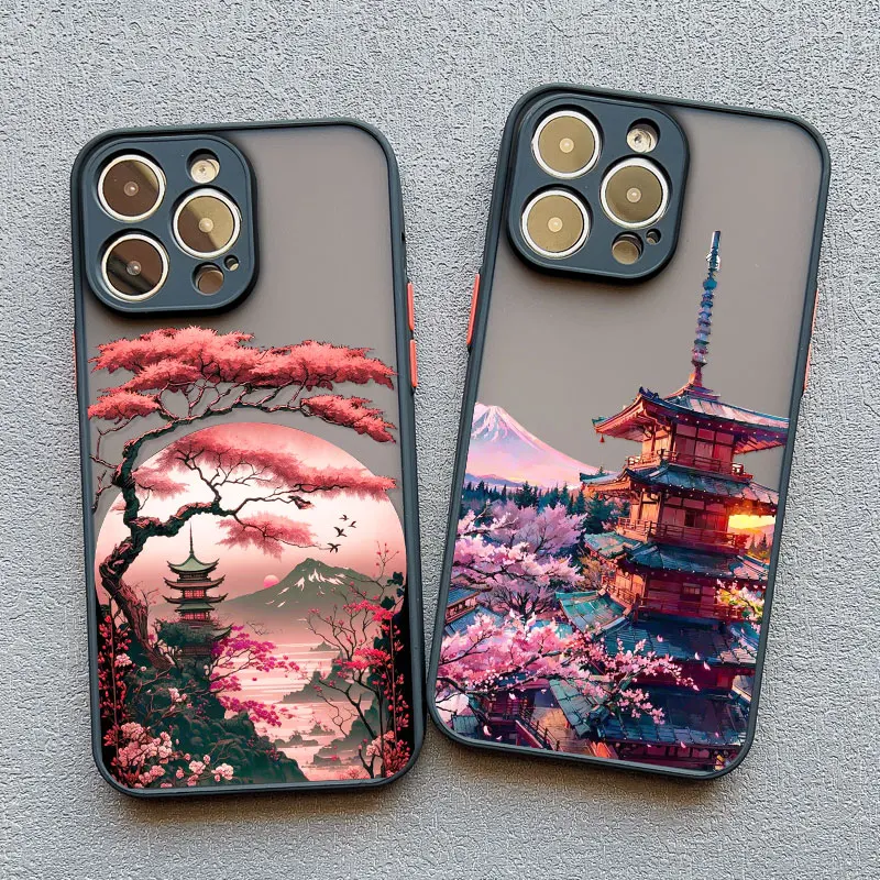 

Japanese Aesthetic Mount Fuji Scenery Phone Case For iPhone 13 12 Mini 14 15 11 Pro Max 7 8 Plus SE2020 XS X XR Shockproof Cover