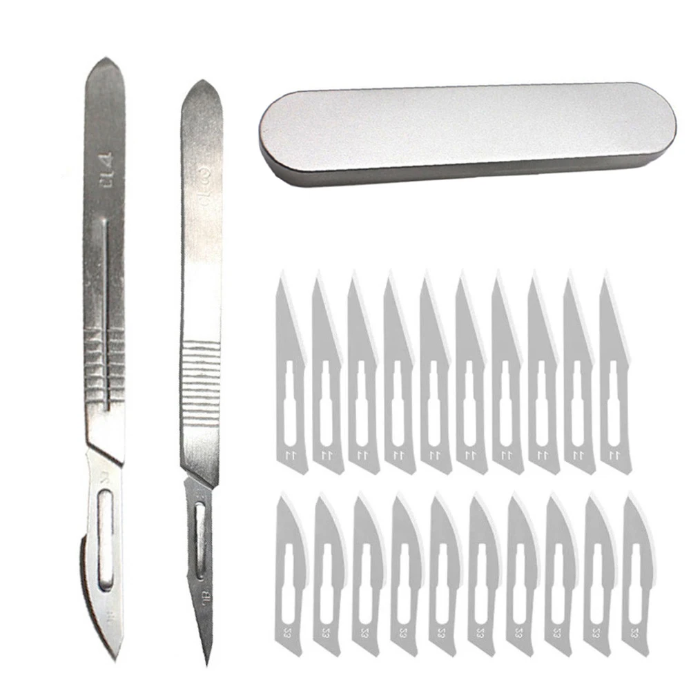 

23 Pcs/Set Carving Blade With 3# 4# Handle Engraving Craft Non-Slip Cutter With Box 11# 23# Professional Hand Tools