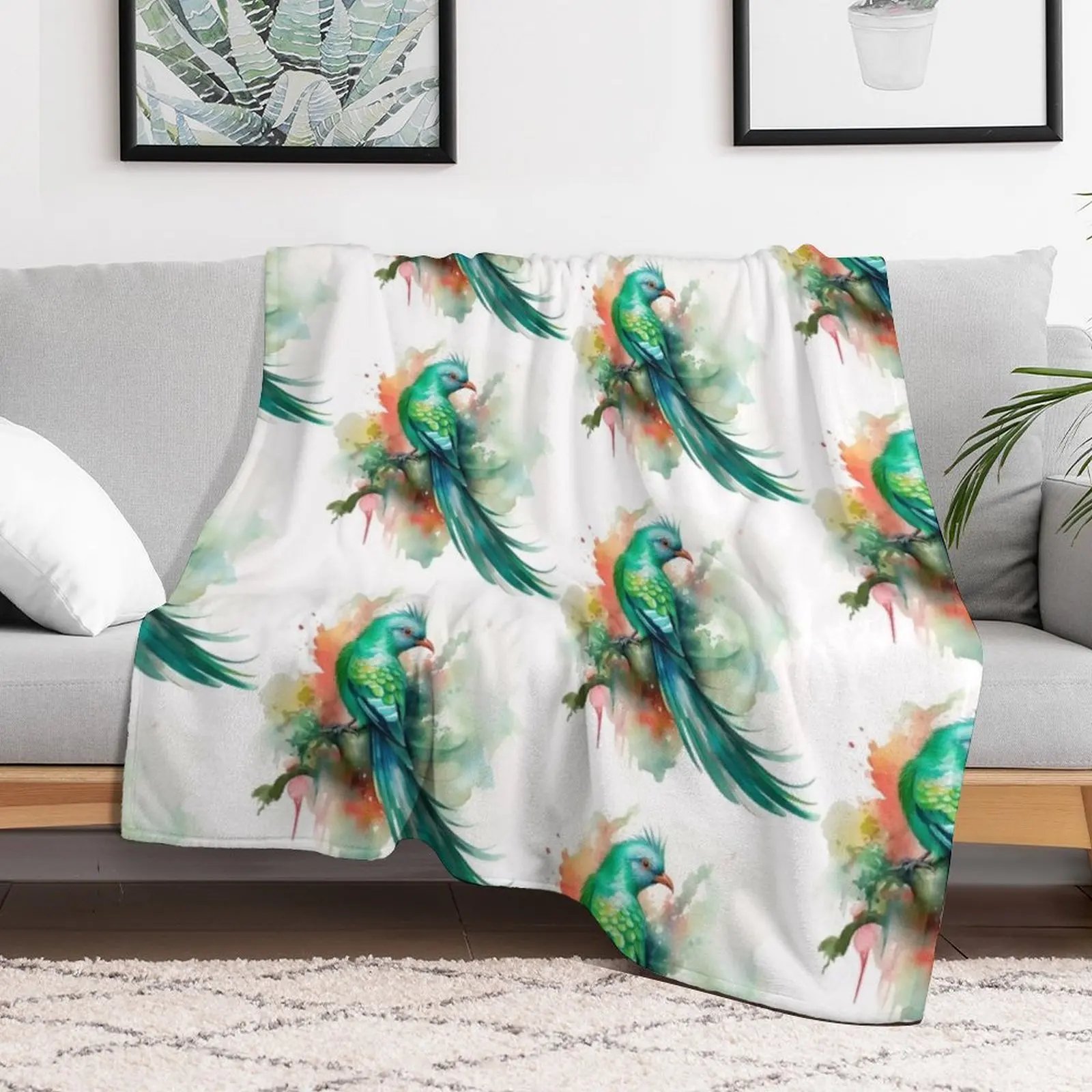 красочный повторный Кетцаль акварель повторное Квинтарское одеяло