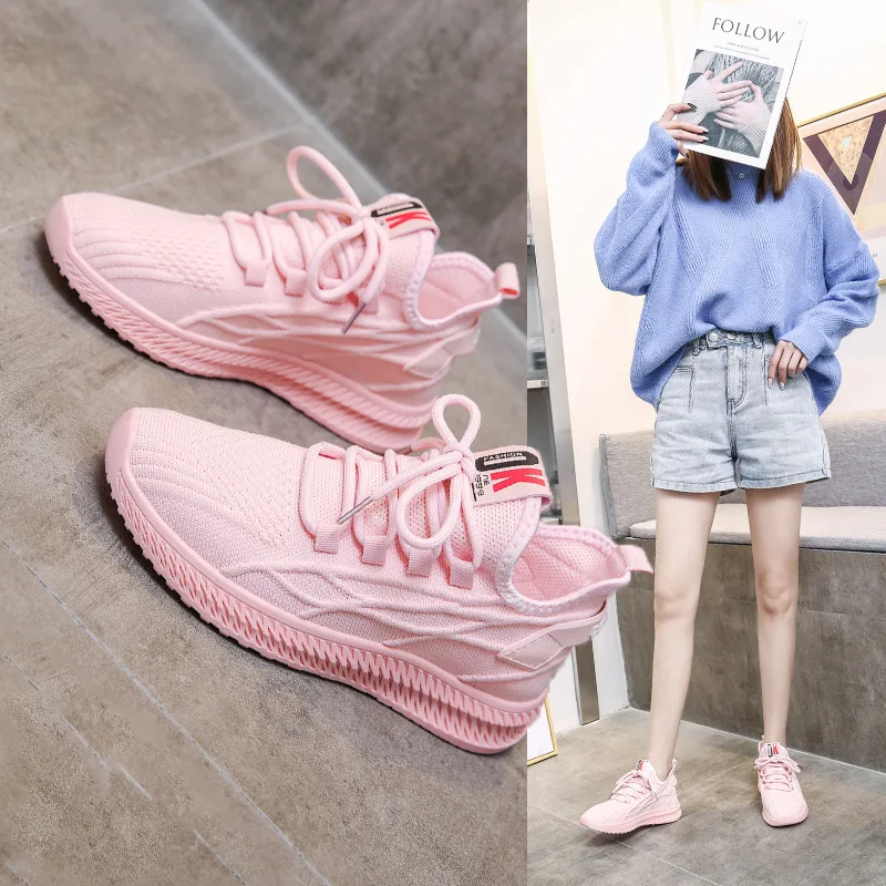 2022 Fashion Sneakers Women Shoes Platform Stretch Fabric Breathable Shoes Woman Flats Shoes Ladies Casual Loafers Promotion